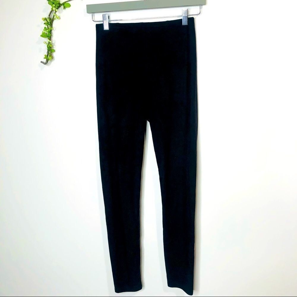 Lysse Black Faux Suede Feel Leggings Tummy Tuck Sz XS